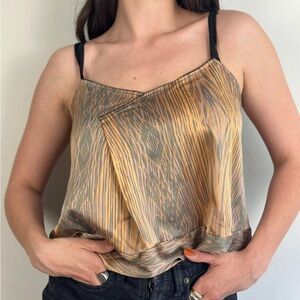 Derek Lam design nation Rio silky woodgrain pattern asymmetrical Y2K cami Tank S